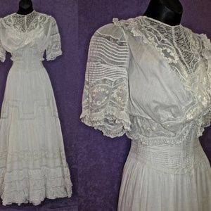 Edwardian Tea-Gown Cotton, Lace & Roses  C.1906
